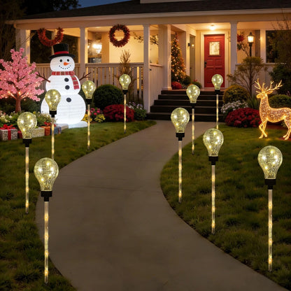 Solar Lights Outdoor Garden Decorative Waterproof 6 Pack Bulb Lights outside Solar Pathway Lights for Garden Home Christmas Landscape Path Yard Lawn Driveway Flowerbed Decor - Warm White3