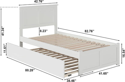 , Madison Twin XL Platform Bed with Footboard & Twin XL Trundle, White2