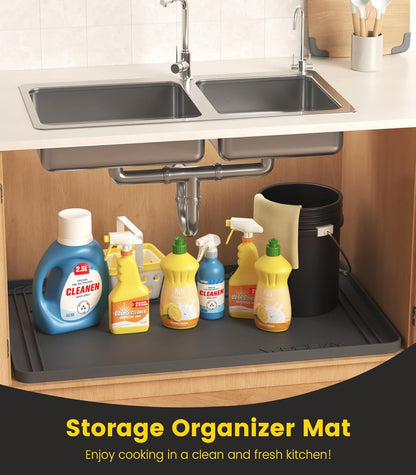 Under Sink Mats for Kitchen Waterproof 34"X22",Grey3