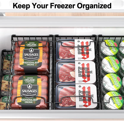 Freezer Organizer Bins, 4 Pack Big Baskets for 5/ 7 Cu.Ft Deep Freezer8