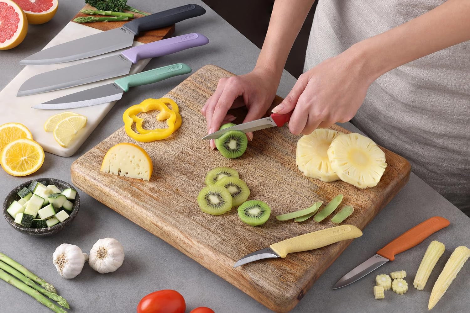 classic-6-piece-knife-set-chef-santoku-utility-paring-serrated-peeling-knives-stainless-steel-15-hollow-ground-blades-ergonomic-wheat-straw-handles