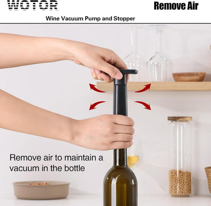 Wine Saver Vacuum Pump with 4 Stoppers, Wine Preserver, Black | Reusable Bottle Sealer, Keeps Fresh, Ideal Accessories Gift7