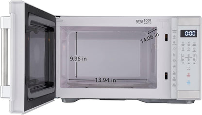 1.1 Cu. Ft. 1000 W Mid Size Microwave Oven, 1000W, White Stainless Steel3