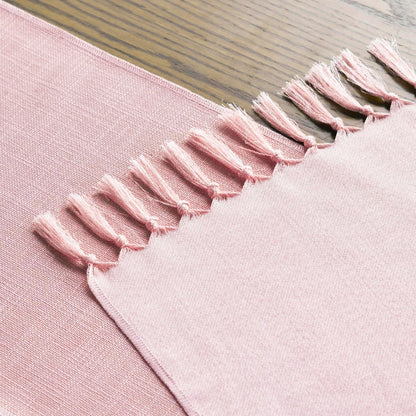 Blush Pink Tassel Table Runner, Linen Blend Rustic Farmhouse Style Kitchen Table Decoration Holiday Wedding Party Dinning Decor 13X48 Inch4