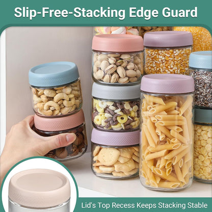 6-Pack 8Oz Glass Jars with Airtight Lids, Overnight Oats Containers with Lids, Wide Mouth Mason Salad Jars, Glass Food Storage Containers for Snacks Yogurt Spice Sugar4