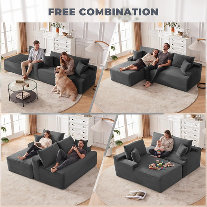 Cloud Sectional Sofa, Boneless Couch for Living Room, Dark Grey3