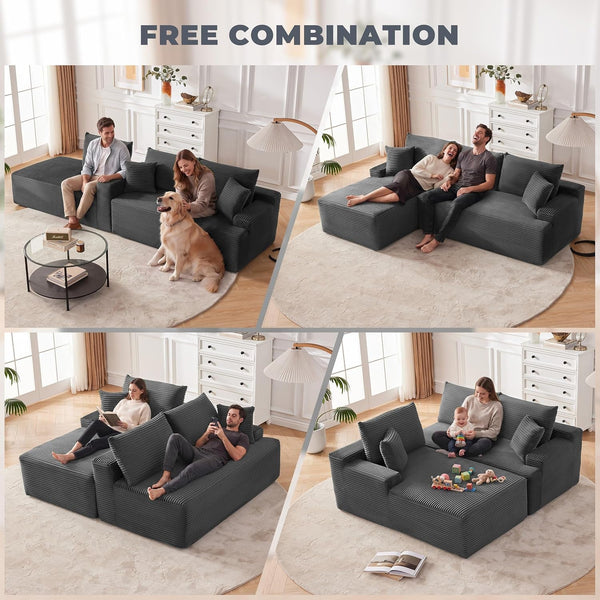 Cloud Sectional Sofa, Boneless Couch for Living Room, Dark Grey3