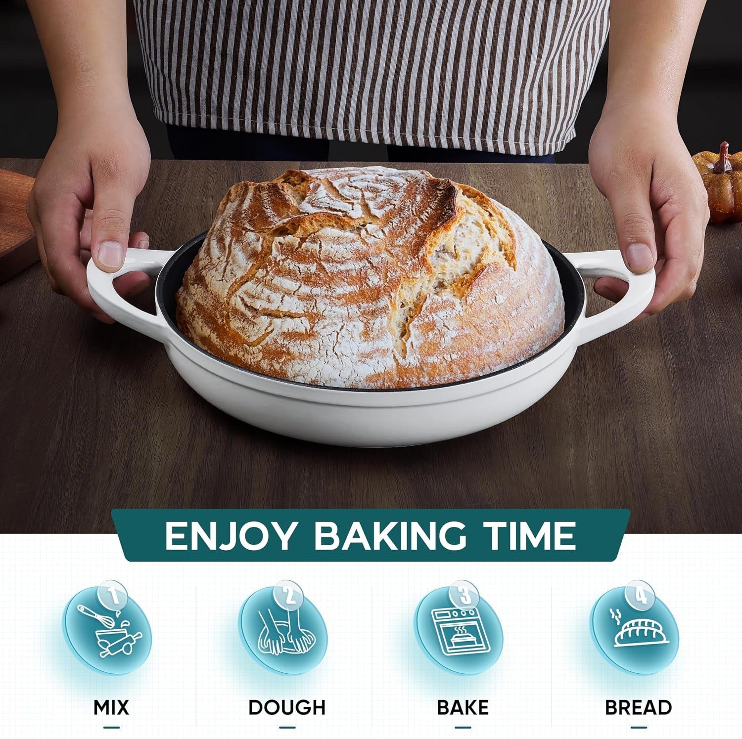 dutch-oven-for-sourdough-bread-baking-6-qt-round-enameled-cast-iron-dutch-oven-for-homemade-artisan-bread-dome-lid-shallow-base-matte-black-interior-durable-oven-safe-to-500-white