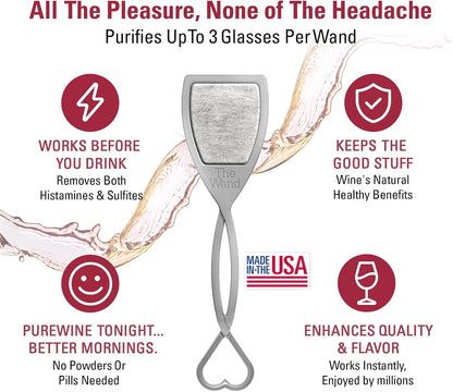 Purewine the Wand Wine Purifier, Removes Histamines & Sulfites - 8 Wands | Wine Wand Filters before You Drink; Remove Sulfites & Histamines; Helps Wine Allergies & Headaches. Purifies 3 Glasses/Wand4