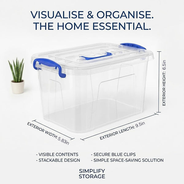 6-Pack Clear Plastic Storage Bin with Lids, Stackable Organizer Box with Latching Handle, 6.5L/7Quart2