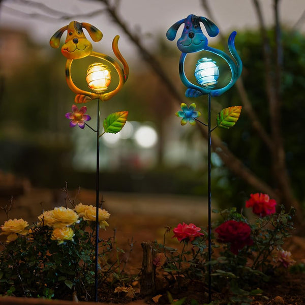 Solar Outdoor Garden Lights,27.4''H Solar Dog Statues Outdoor Lights,Waterproof Solar Decorative Garden Stakes for Lawn Patio Pathway, Solar Lights for outside for Mom,Women,Dog Lovers2
