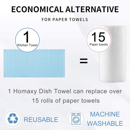100% Cotton Terry Kitchen Towels, 8 Pack, Sky Blue8