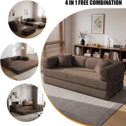 79" Convertible Sofa Bed Set, 4 in 1 Boneless Couch for Living Room4