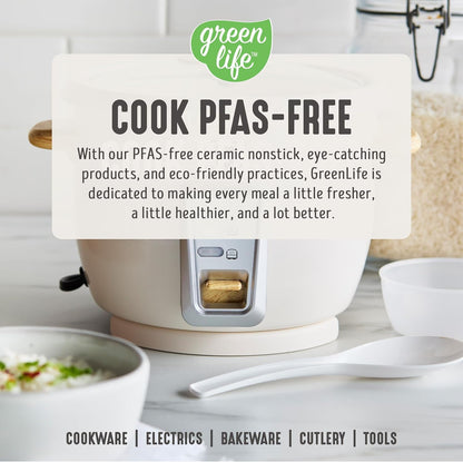Rice Cooker with Removable Pfas-Free Ceramic Nonstick Pot, 3-Cups Uncooked/6-Cups Cooked, Grains & Oatmeal Multicooker, Compact One-Switch Design, Auto Keep Warm, Easy Clean, Cream11