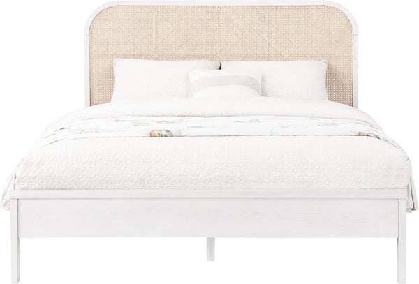 Meridian Furniture Sienawhite-K Siena Collection Mid-Century Modern King Bed with Solid Ash Wood, Rich Off-White Finish on Ash Veneer, Natural Cane, 79" W X 85.5" D X 43" H, White, King4