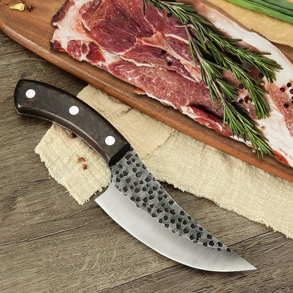 Meat Cleaver, 5.5 Inch Kitchen Knife Small Boning Knives Full Tang Rivet Fixing Wenge Wood Curved Handle Knife3