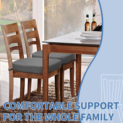 Thickened 2.5" Friendly Woven Fabric Dining Chair Cushion, U-Shape High Density Foam Comfortable Chair Pad for Kitchen, Slip Resistant Indoor Seat Cushion (1 Piece, Dark Gray)2