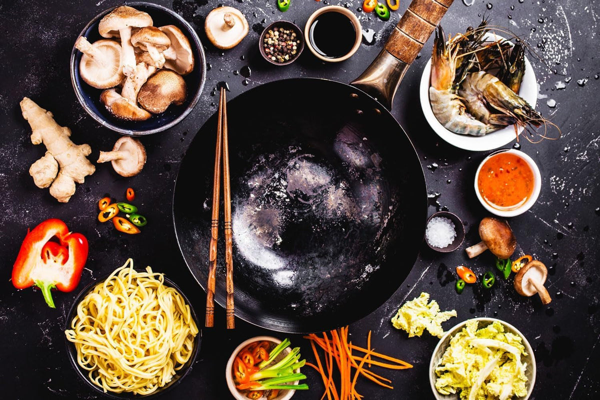 chinese-100-hand-hammered-iron-woks-stir-fry-pans-non-stick-no-coating-less-oil-black-pre-seasoned-chrome-black-14-2-inch