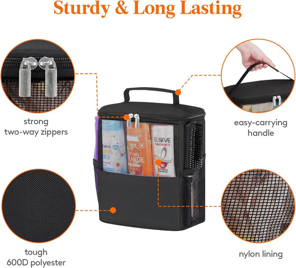 Mesh Shower Caddy Bag, Hanging Shower Organizer, Medium, Black6
