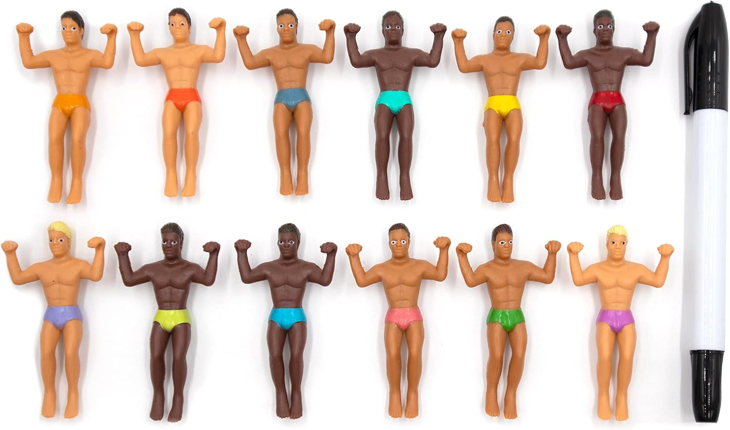 npw-reusable-wine-glass-and-drink-markers-classics-style-muscular-fun-party-pack-party-favors-12-count-assorted-toy-figures