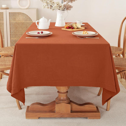 100% Pure French Linen Tablecloth(Caramel, Square-55X55 Inch)5