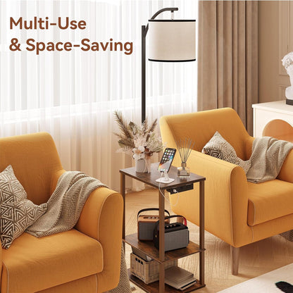 Floor Lamp with Table Shelves, End Side Table for Living Room5