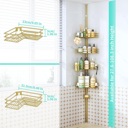 Corner Shower Caddy Shelves - Shower Rack with Toothbrush Holder3