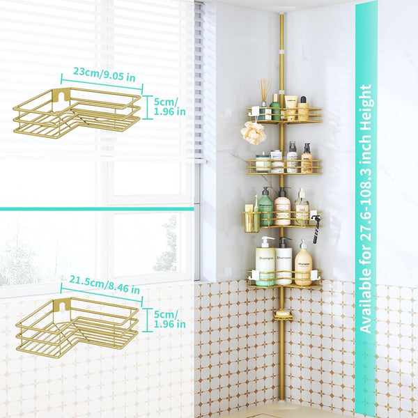 Corner Shower Caddy Shelves - Shower Rack with Toothbrush Holder3