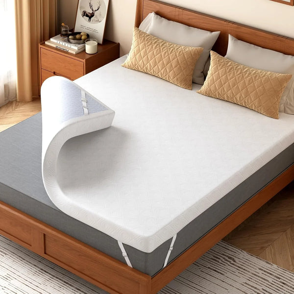 Twin XL Mattress Topper, 3 Inch Gel Memory Foam Topper for Dorm & College Students, Foam Pad with Non-Slip Washable Cover & Adjustable Straps, Pressure Relief, Certipur-Us Certified, White9