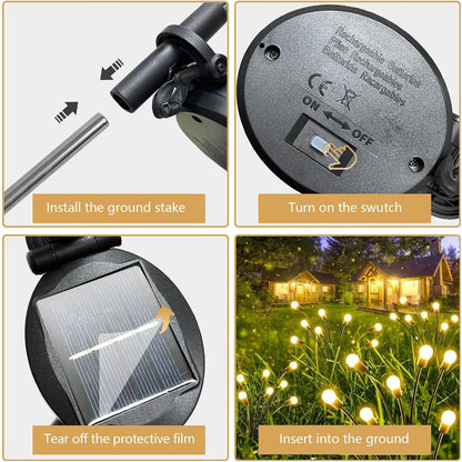 4 Pack Solar Garden Lights Outdoor, 24 LED Firefly Light, Solar Fairy Lights for outside Waterproof, 2 Modes, Fairy Lightss for Garden Pathway & Patio Decor5