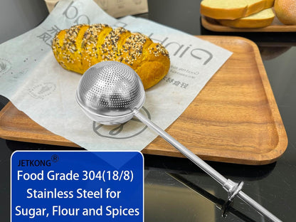 2 Pcs Flour Sifter, Stainless Steel Flour Duster for Bread Baking, Bakers Dusting Wand for Powdered Sugar and Spices (Small+Large, Silver)6