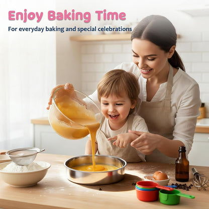8 Inch Cake Pan Set of 3, Stainless Steel round Layer Cake Baking Pans, Non-Toxic & Healthy, Mirror Finish & Dishwasher Safe5