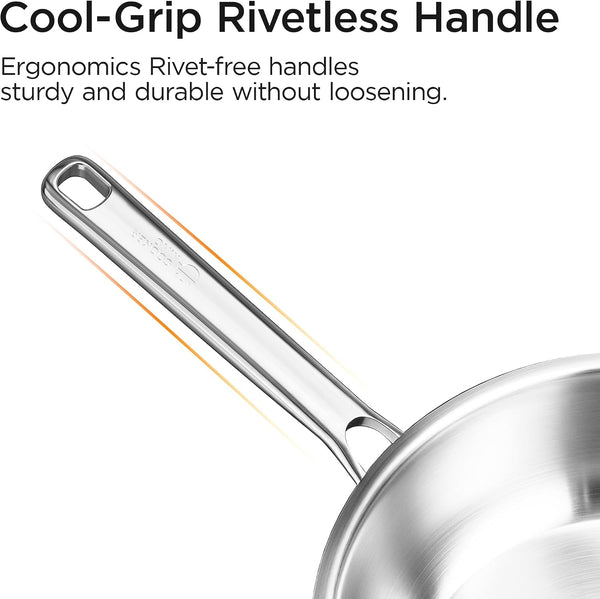 11" Wok Pan with Lid, Stainless Steel Deep Skillet for Stir-Fry | Non-Toxic Uncoated Cookware, Flat Bottom, Oven Safe, Induction Ready, Stay-Cool Handle, 3-Ply Stainless Steel Clad4