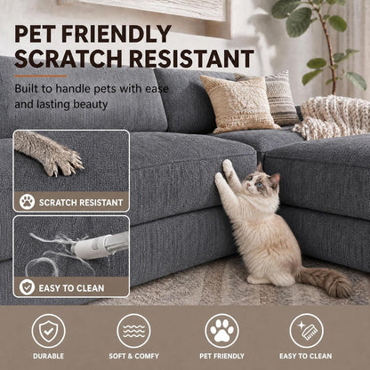 123" Oversized L Shaped Boneless Couch, Modular Sectional Sofa,Grey7