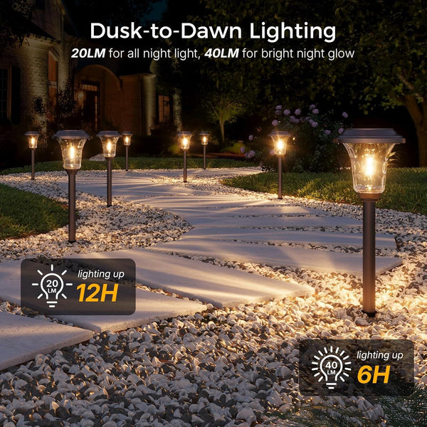 Solar Lights Outdoor, 6 Pack Metal Glass Solar Pathway Lights2