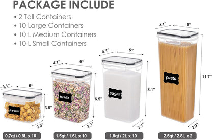 32Pcs Airtight Food Storage Containers Set, BPA Free Plastic Kitchen and Pantry Organization Canisters with Lids for Cereal, Dry Food, Flour and Sugar, Includes 32 Labels2