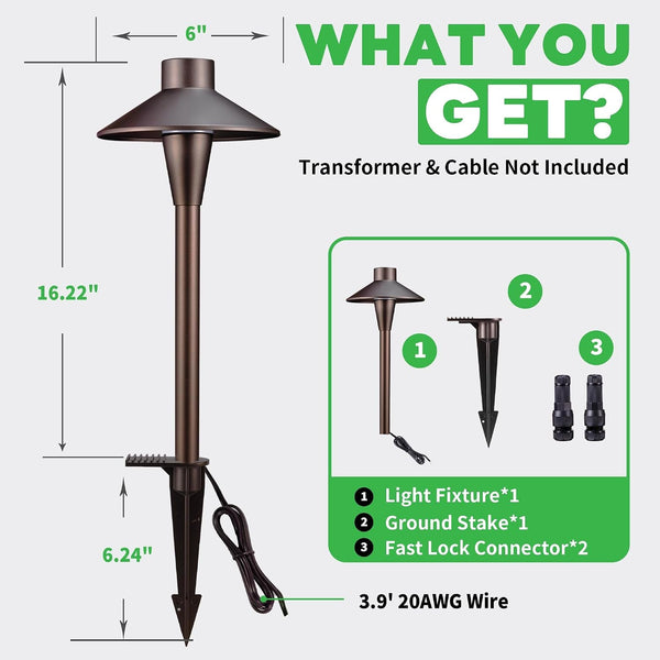 Low Voltage Pathway Lights 12V, 3CCT LED Landscape Path Lights, Outdoor Waterproof Wired 5W 150LM, ORB Aluminum Garden Yard 12 Pack7