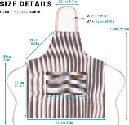 Adjustable Bib Apron with 2 Pockets Chef Cooking Kitchen Restaurant Aprons for Women Men3