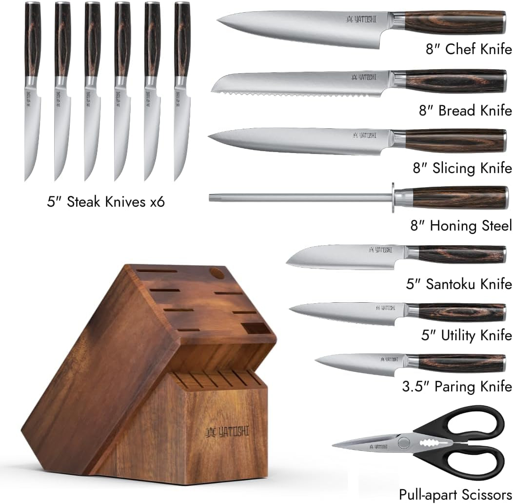 yatoshi-15-piece-knife-block-set-pro-kitchen-knife-set-ultra-sharp-high-carbon-stainless-steel-with-ergonomic-handle-new