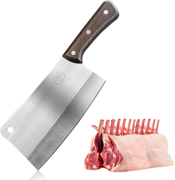 Chinese Meat Cleaver, 7“ Bone Knife, Full Tang Wengewood Handle, Heavy Duty Chopping Knife for Home & Professional Kitchen1