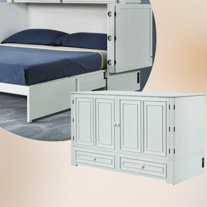 Emurphybed Paradiseo Murphy Cabinet Chest Bed with Charging Station 8 Inch, Queen (White)2