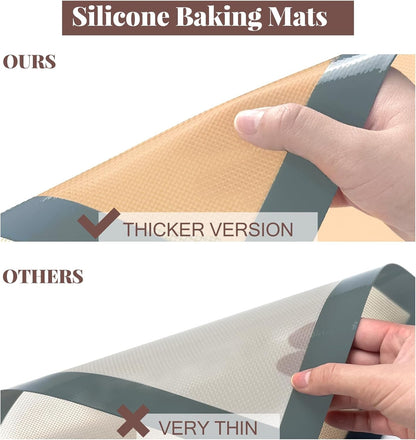 Silicone Baking Mat, Nonstick and Reusable, 3 Pack | Easy Cleanup, Half- and Quarter-Sheet Sizes for Cookies, Bread, Pastries, Roasted Vegetables, Gray7