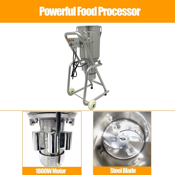 Commercial Food Processor Cutter, Multifunction Meat Vegetable Chopper, 32L Capacity Fruit Blender, Stainless Steel Meatball Beater, Ideal for Vegetable Fruits Grains Peanut Ginger Garlic5