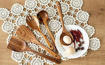 Premium 5 Pcs Wooden Spoons for Cooking, Wood Kitchen Spatula Utensils Set8