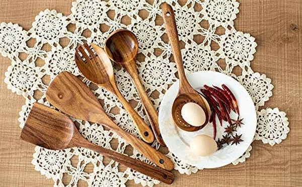 Premium 5 Pcs Wooden Spoons for Cooking, Wood Kitchen Spatula Utensils Set8