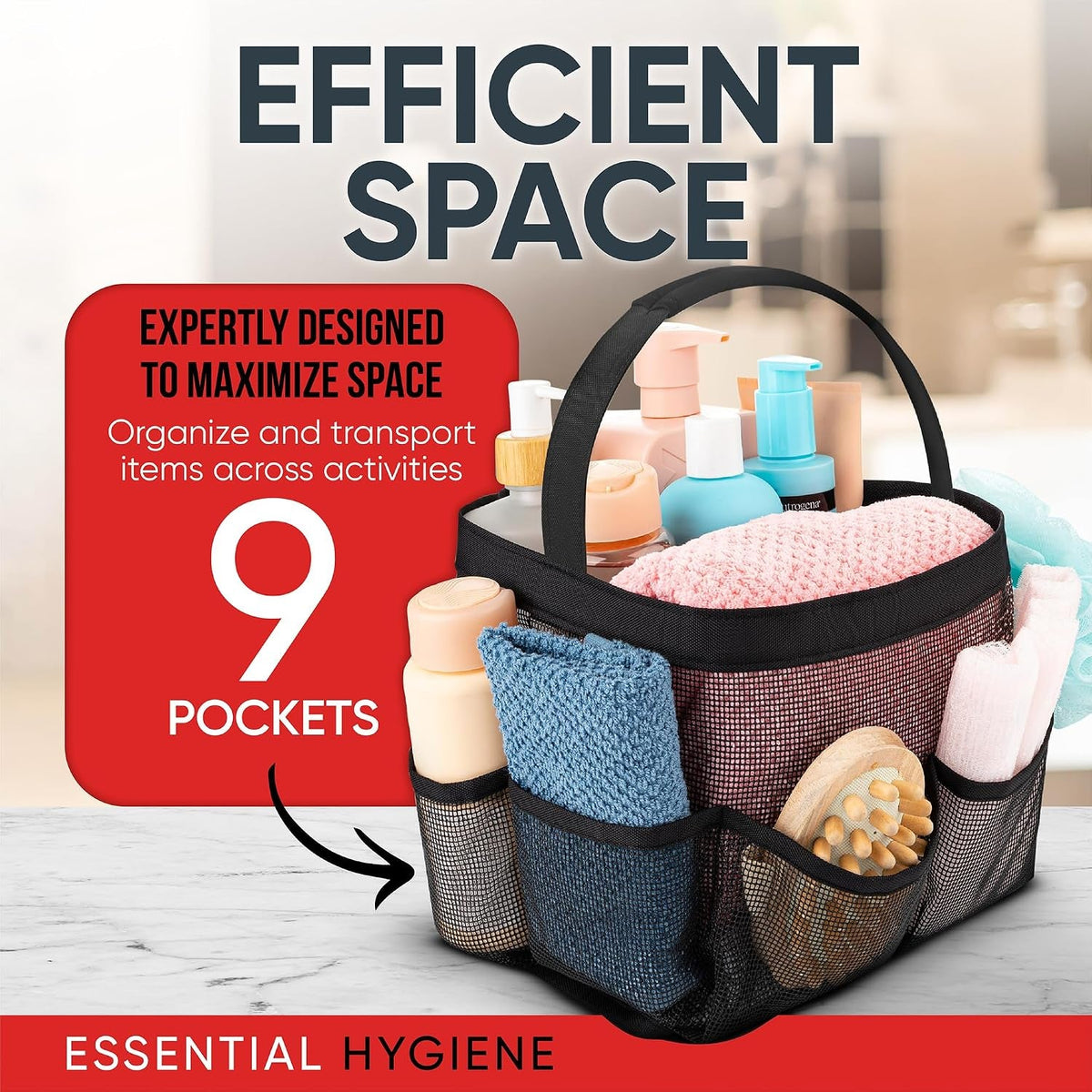 shower-caddy-mesh-9-pocket-portable-bathroom-organizer-tote-for-travel-gym-dorm-collapsible-small-shower-caddy-bag-to-hold-toiletries-essentials-black