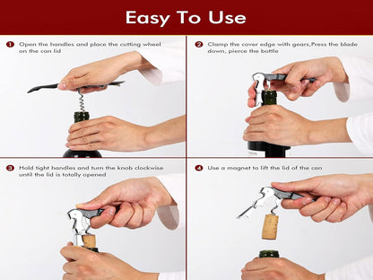 Professional Waiter Corkscrew Wine Openers Set (4 Pcs),Upgraded with Heavy Duty Stainless Steel Hinges Wine Key for Restaurant Waiters, Sommelier, Bartenders6