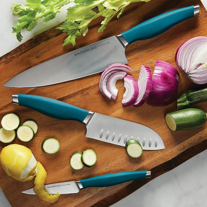 Cutlery Japanese Stainless Steel Knives Set with Sheaths, 8-Inch Chef Knife, 5-Inch Santoku Knife, and 3.5-Inch Paring Knife, Teal2