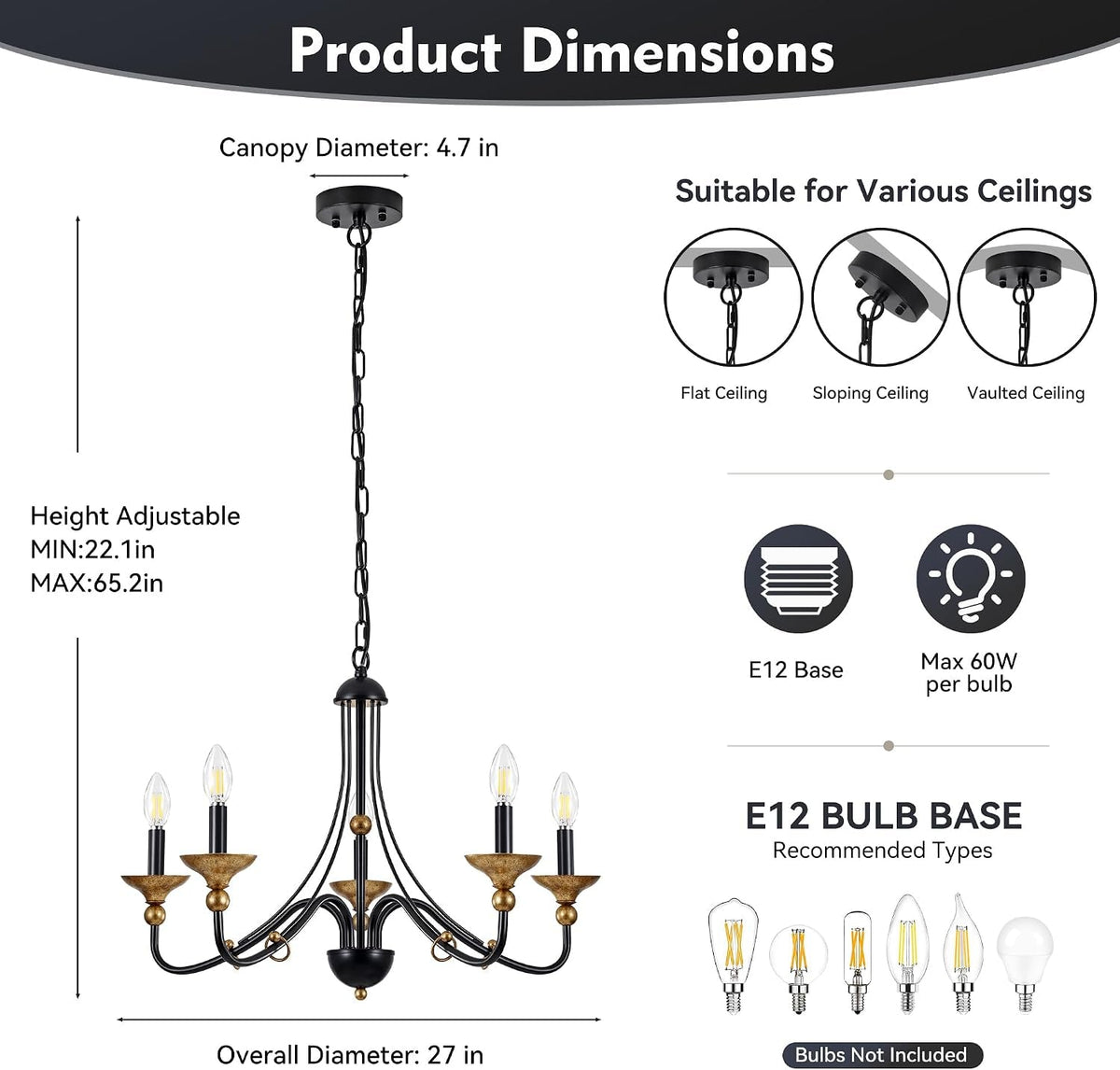 5-light-modern-farmhouse-candle-pendant-matte-black-with-antique-gold-accents-chandelier-hanging-light-fixture-for-kitchen-island-entryway-stairwell-e12-base