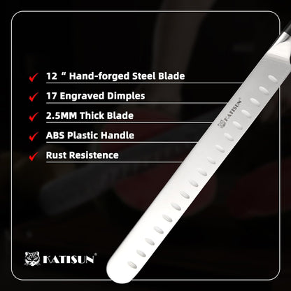 Brisket Knife, 12 Inch Carving & Slicing Knife for Meat Cutting, BBQ, Razor Sharp German Steel, Sheath Included, Ergonomic Handle Design, Grilling Gifts for Men5